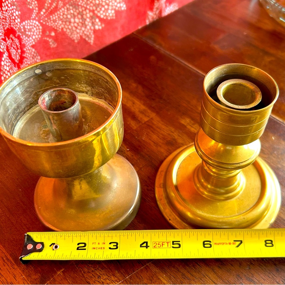 Set of 2 Heavy Solid Brass Candlestick Holders